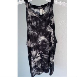 Tie dye black and white tank top